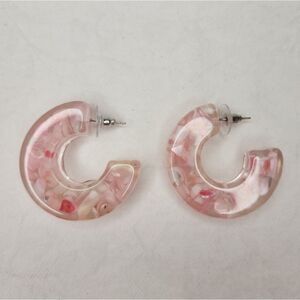 NWT chunky pink hoop earrings